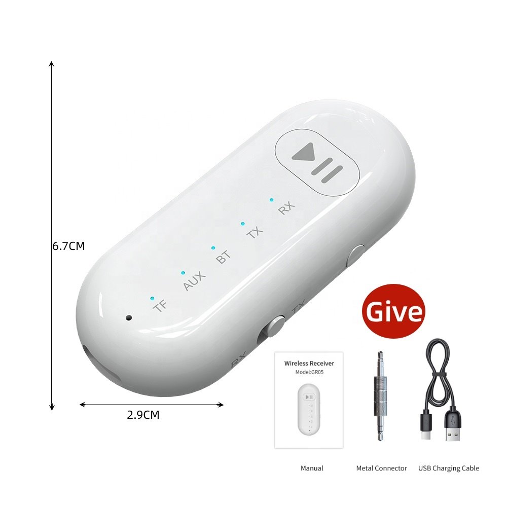 AUX 3.5mm Wireless 5.1 Stereo Audio Adapter Car Kit bluetooth Music Transmitter Receiver 2 in 1 for PC Home Speaker TV Earphone